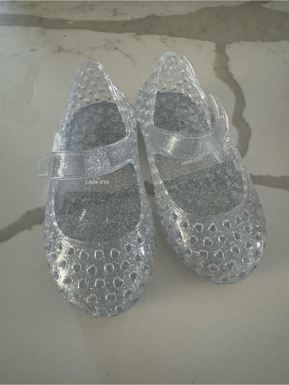 Old Navy Clear Glitter Jelly Mary Jane Sandals